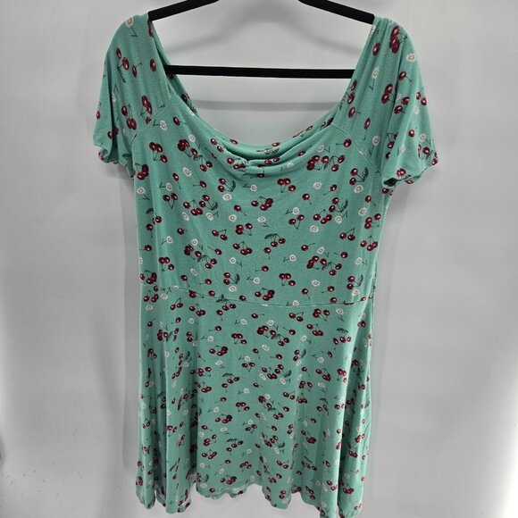 Liquorbrand Daisy Cherry Green Mini Dress Size XL - Picture 1 of 10